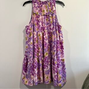 entro Purple Floral Tiered Sleeveless Dress women’s large